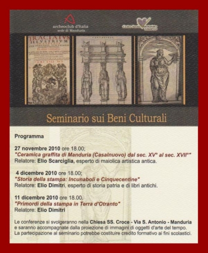 Seminario sui "Beni Culturali di Manduria": è ora di...